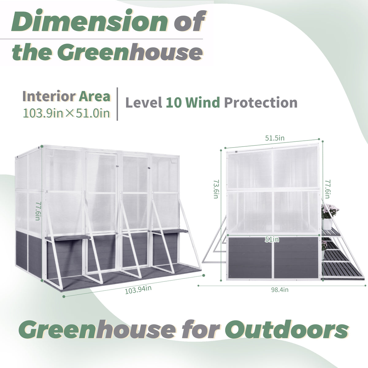 Heavy-Duty Walk-In Lean-To Greenhouse for Winter Gardening