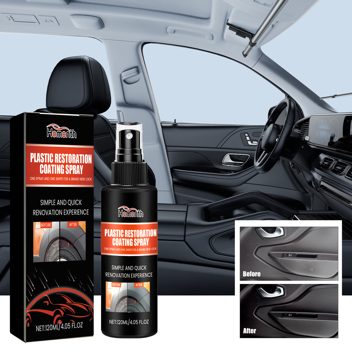 Plastic Restoration Spray for Faded Automotive Trim