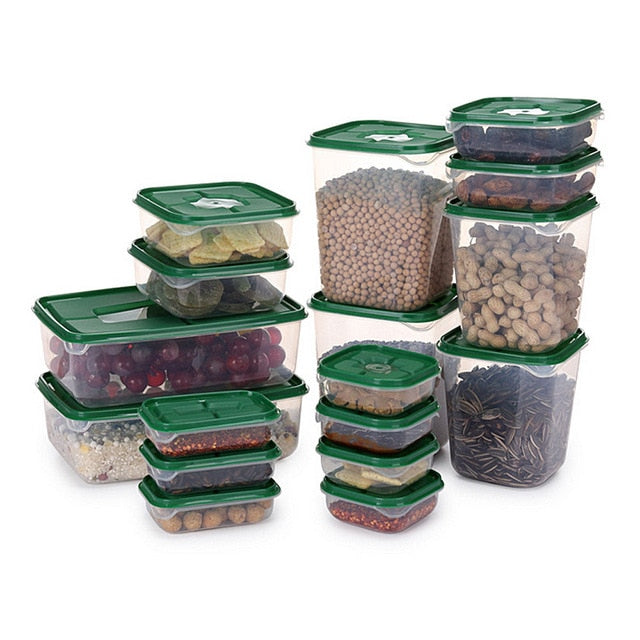 17-Piece Clear Food Storage Container Set with Snap Lids