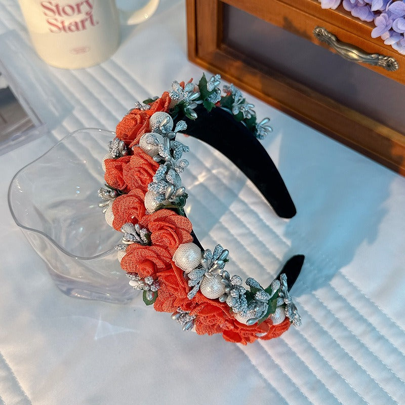 Baroque Pearl Flower Headband For Glamorous Style