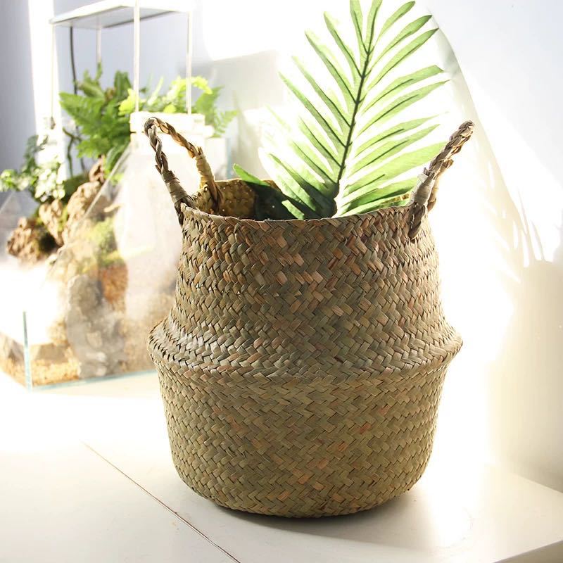 Woven Seagrass Basket Planter Cover for Living Room