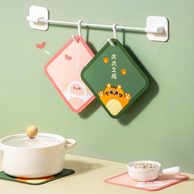 Heat Insulation Table Mat, Cute Tiger Silicone Coaster