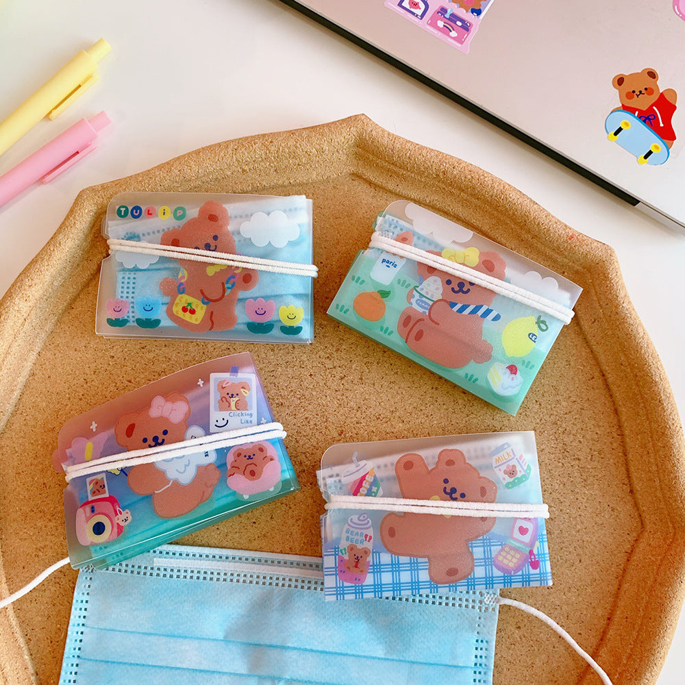 Cute Face Mask Storage Pouch for Students, Dust-Proof