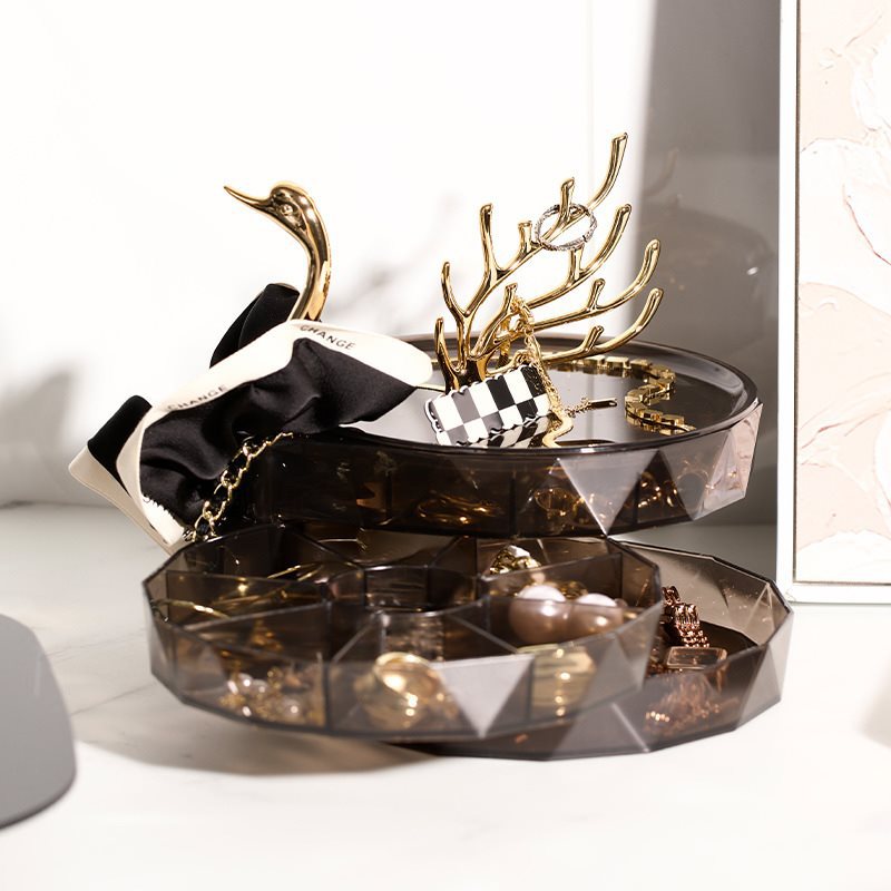 Swan Jewelry Organizer Box: Tiered Storage for Rings