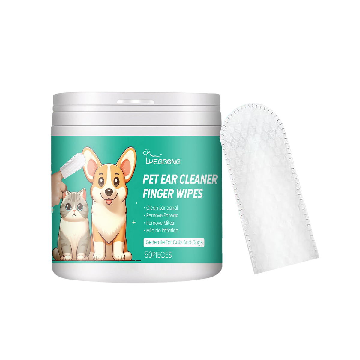 Pet Ear Cleaner Finger Wipes for Gentle Ear Grooming
