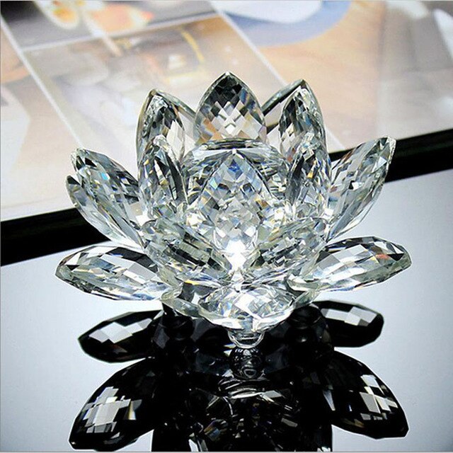 Crystal Lotus Ornament for Luminous Feng Shui Decor