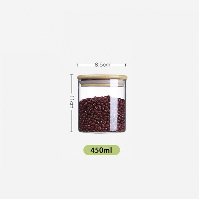 Airtight Glass Food Storage Jars with Bamboo Lids Set
