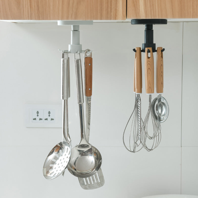 Punch-Free Rotating Kitchen Utensil Rack for Walls