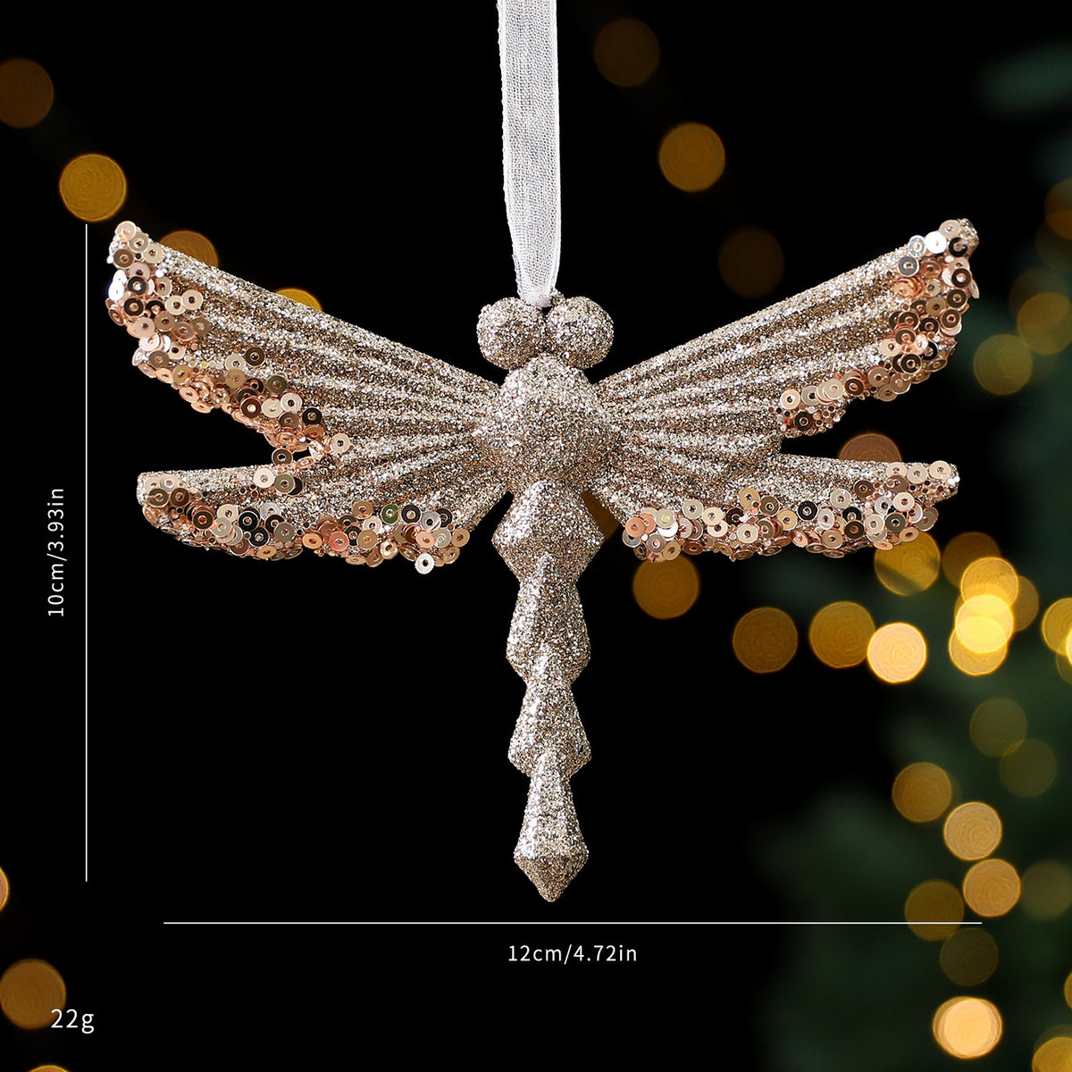 Christmas Tree Ornaments Champagne Gold Sparkling Decor