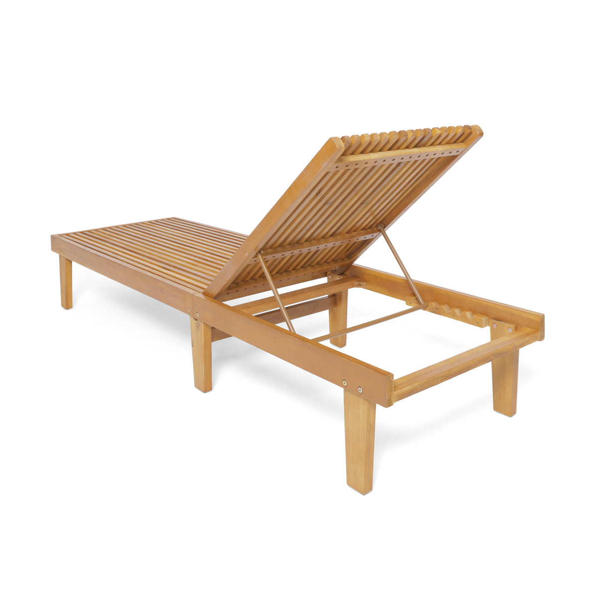 Adjustable Wooden Patio Chaise Lounge for Poolside Comfort