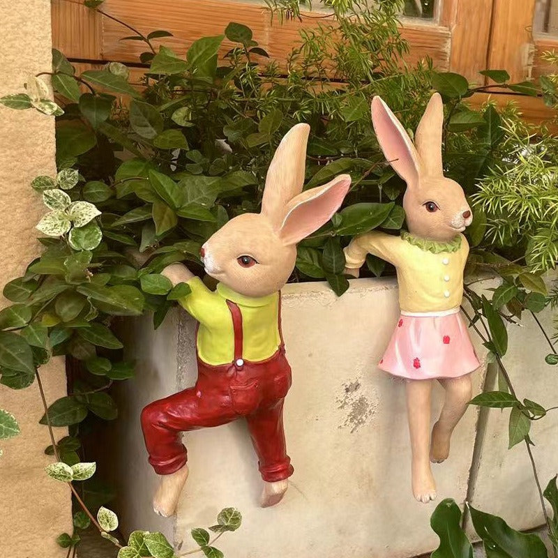 Hanging Bunny Flower Pot Decor for Balcony Planters