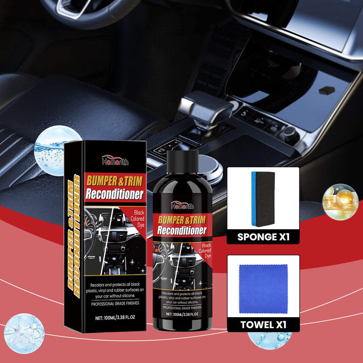 Black Plastic Trim Restorer for Car Interior & Trim