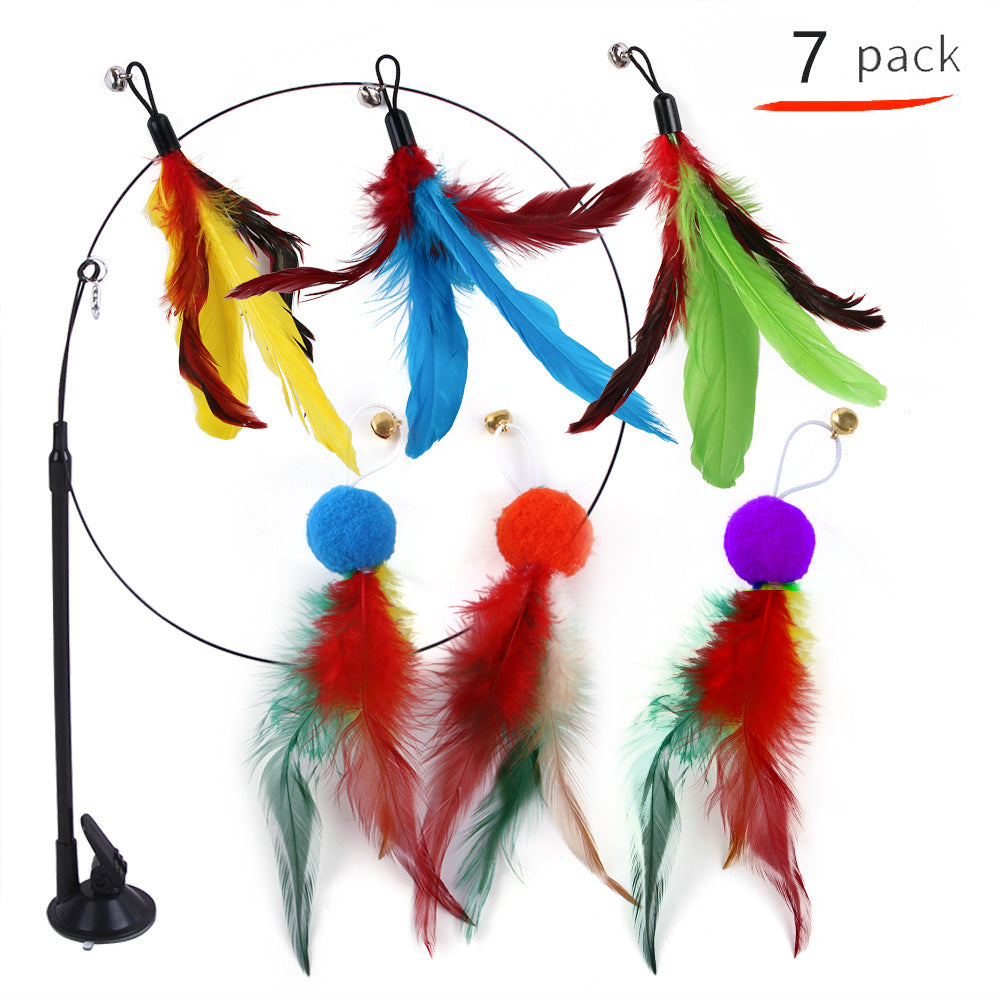 Suction Cup Cat Toy With Interchangeable Attachments