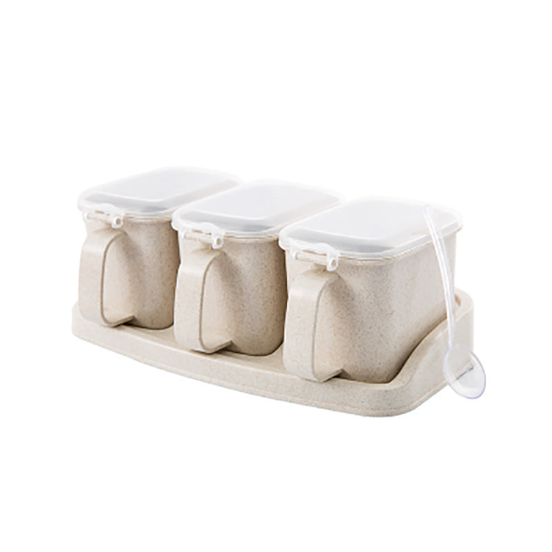 Kitchen Seasoning Box Set: Clear Lids, Tray & Spoons