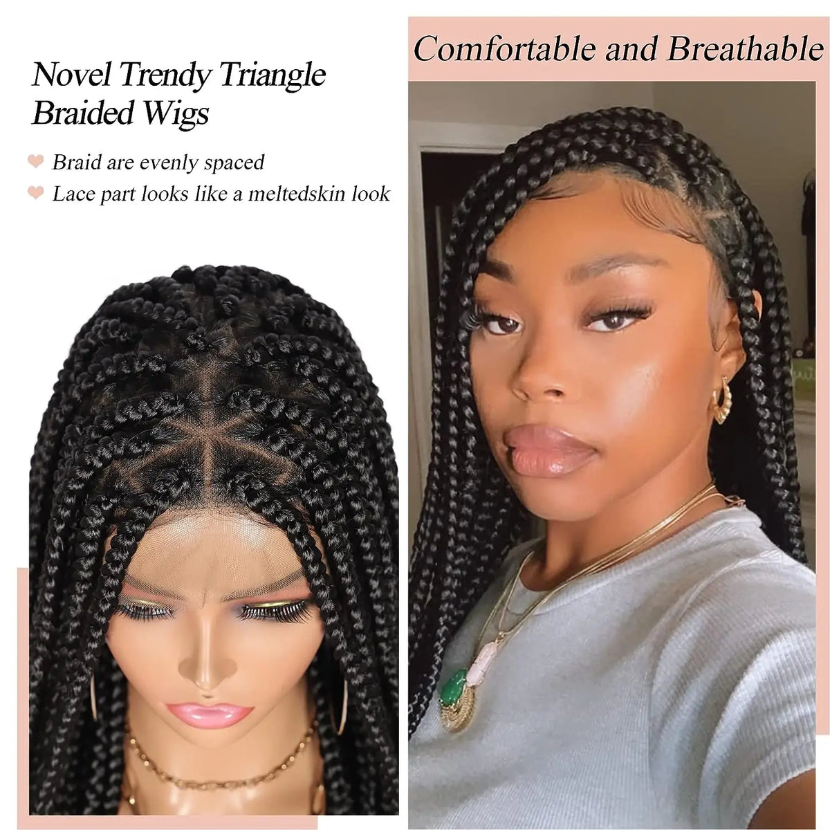 36-Inch Knotless Braided Wig With 360° Styling Looks