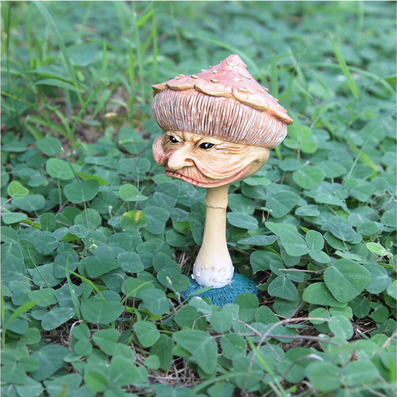 Funny Mushroom Garden Statue, Hand-Painted Resin Decor