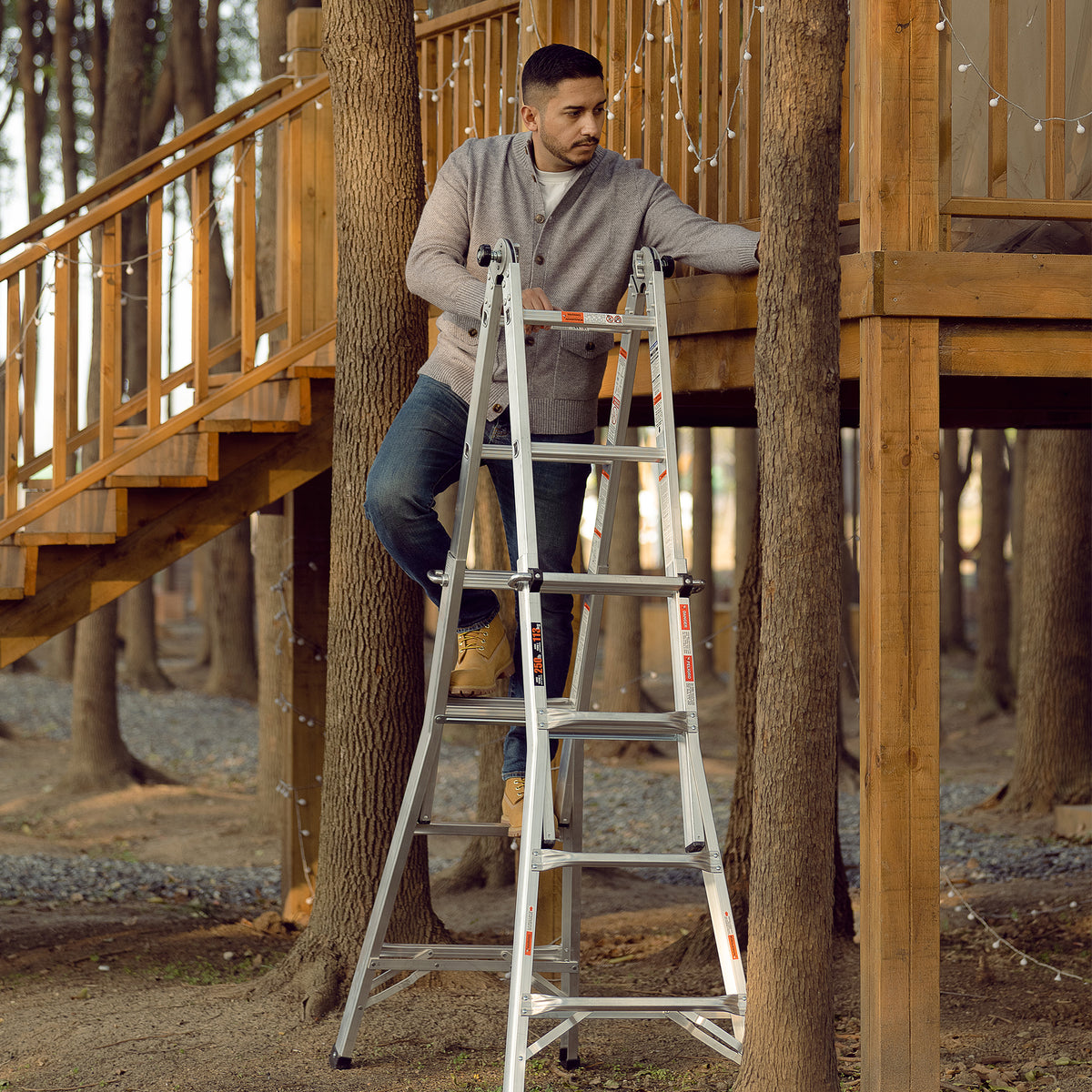 17 ft Multi-Position Aluminum Ladder: A-Frame & Straight