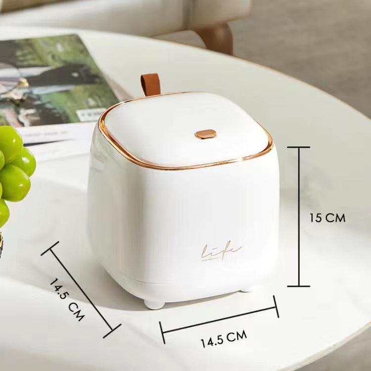 Press-to-Open Square Trash Can for Desk & Coffee Table