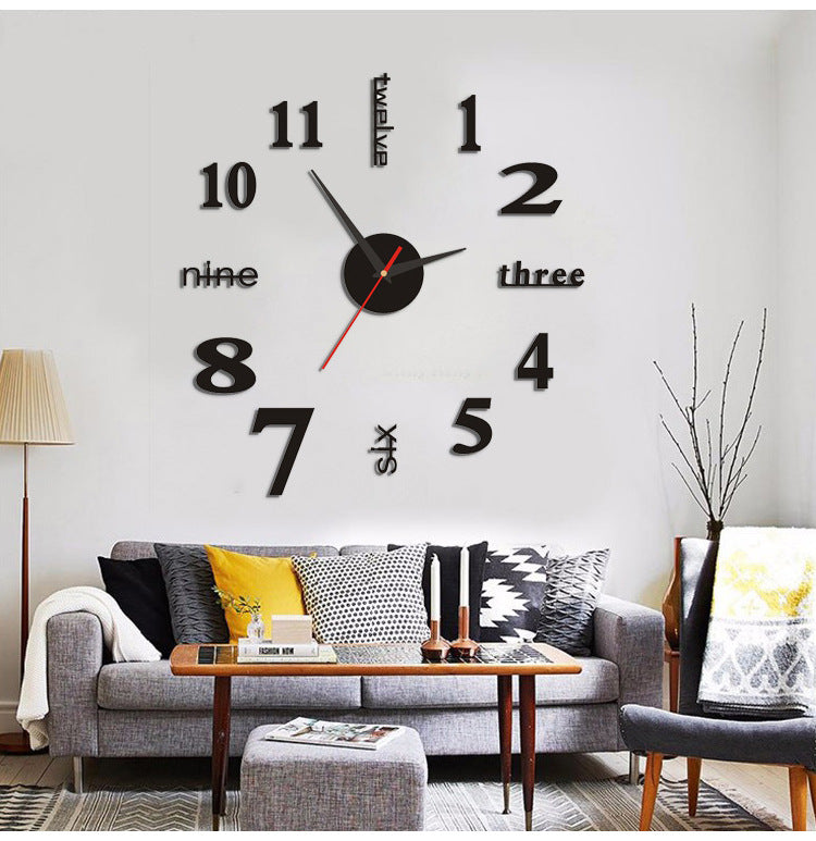 Frameless 3D Wall Clock - Oversized DIY Statement Piece