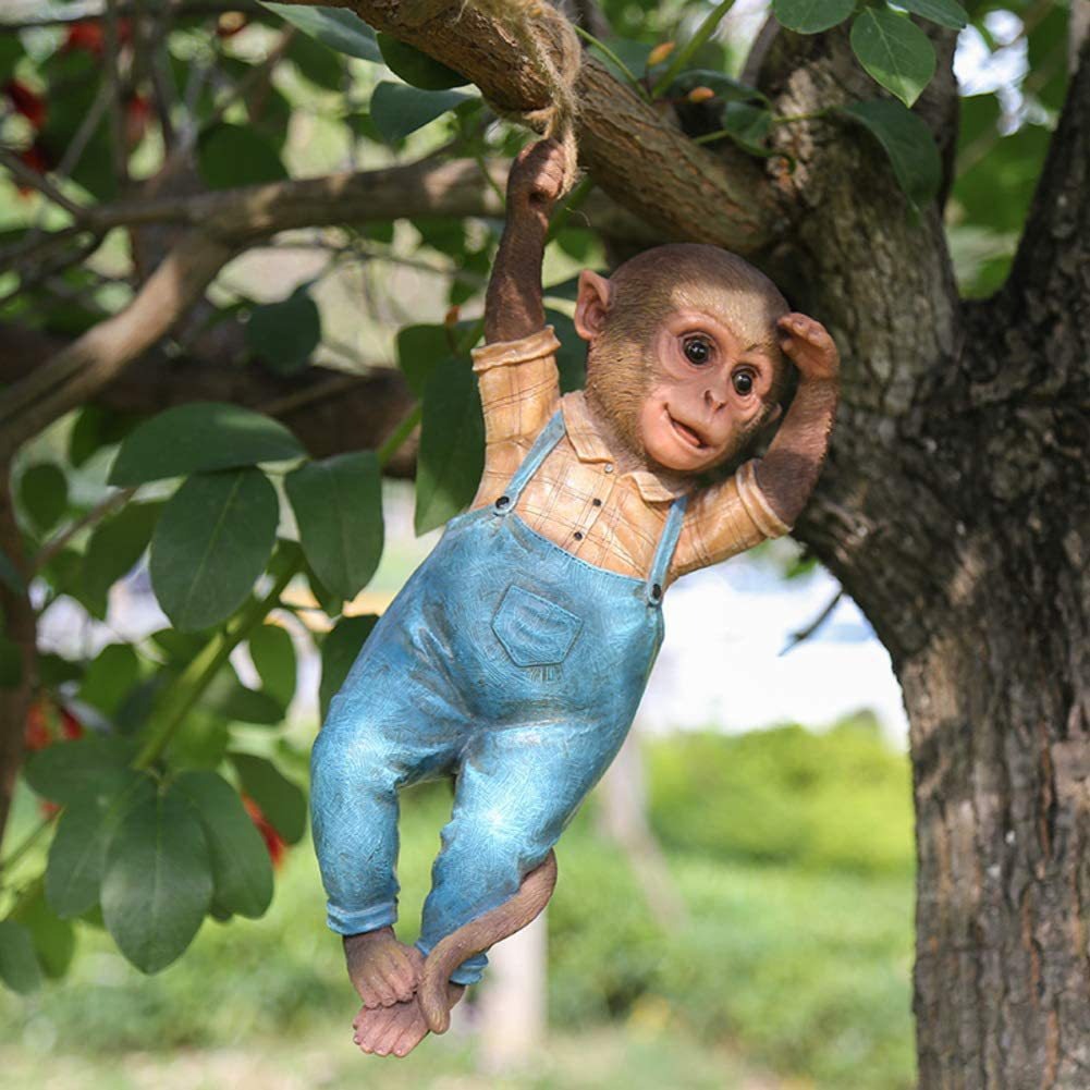 Outdoor Resin Monkey Garden Decor Hanging Swing Pendant