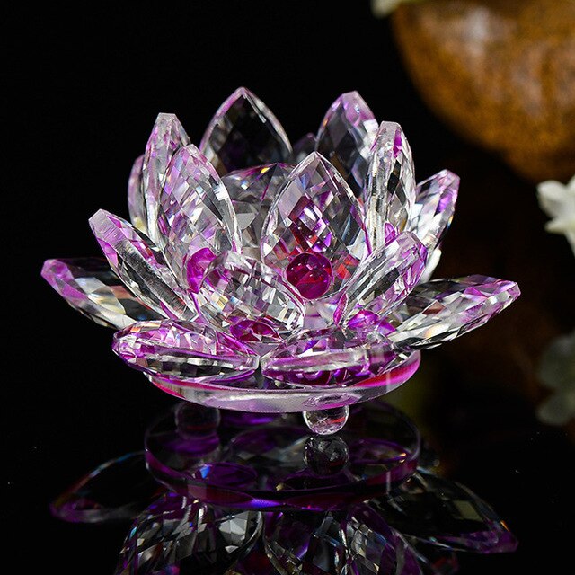 Crystal Lotus Ornament for Luminous Feng Shui Decor