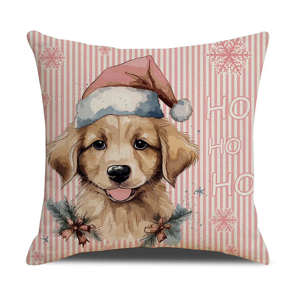 Pink Christmas Snowman Pillow Cover, Holiday Sofa Cushion