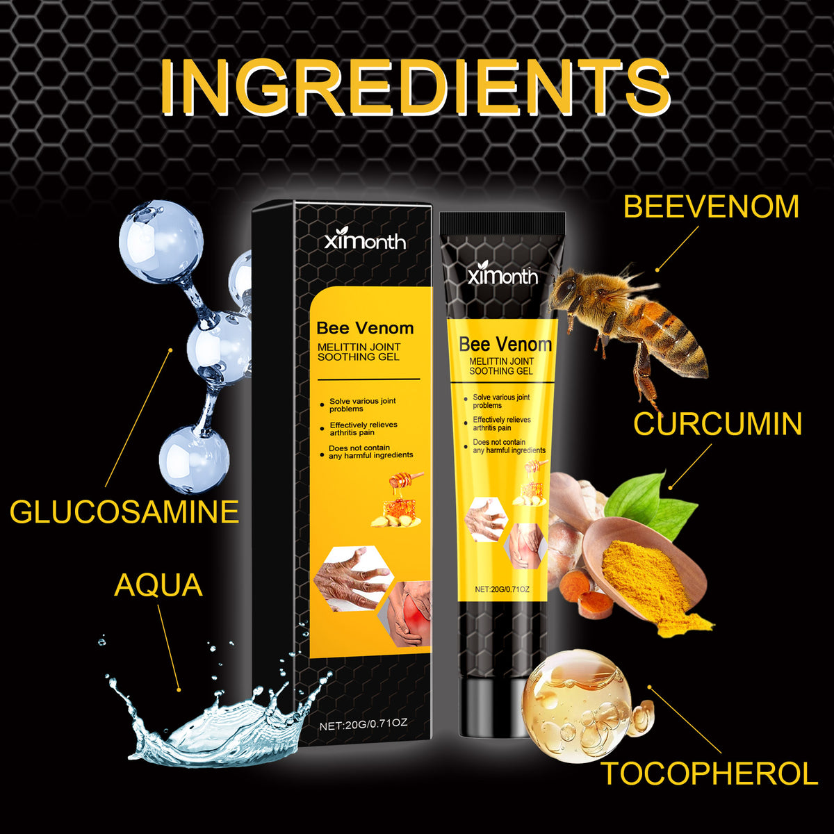 Bee Venom Joint Relief Gel for Stiff, Aching Muscles