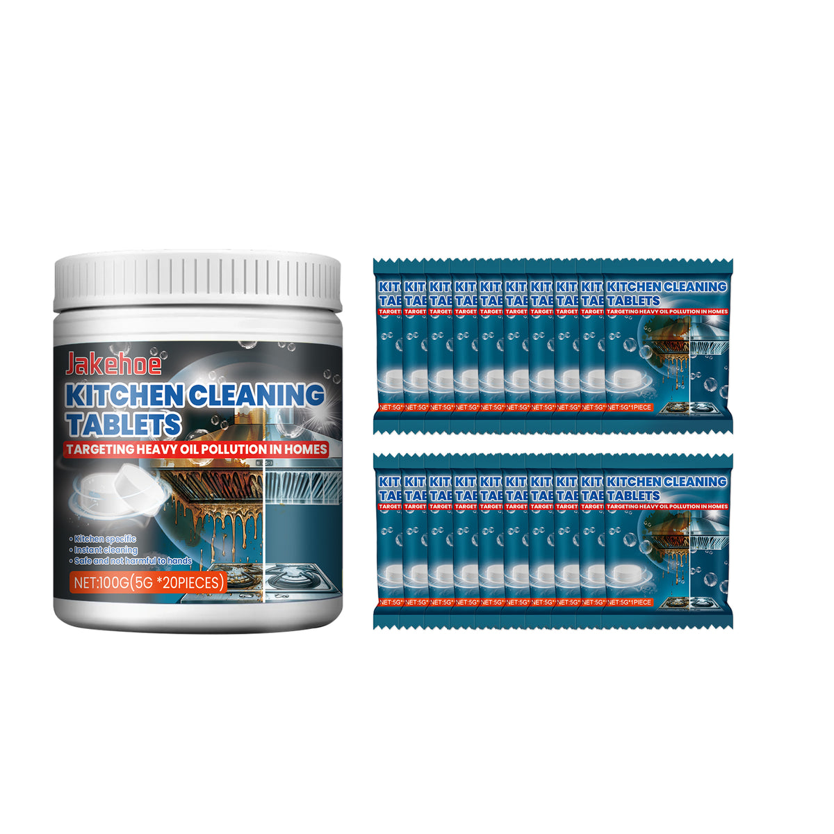 Kitchen Cleaning Tablets for Stubborn Grease & Oil