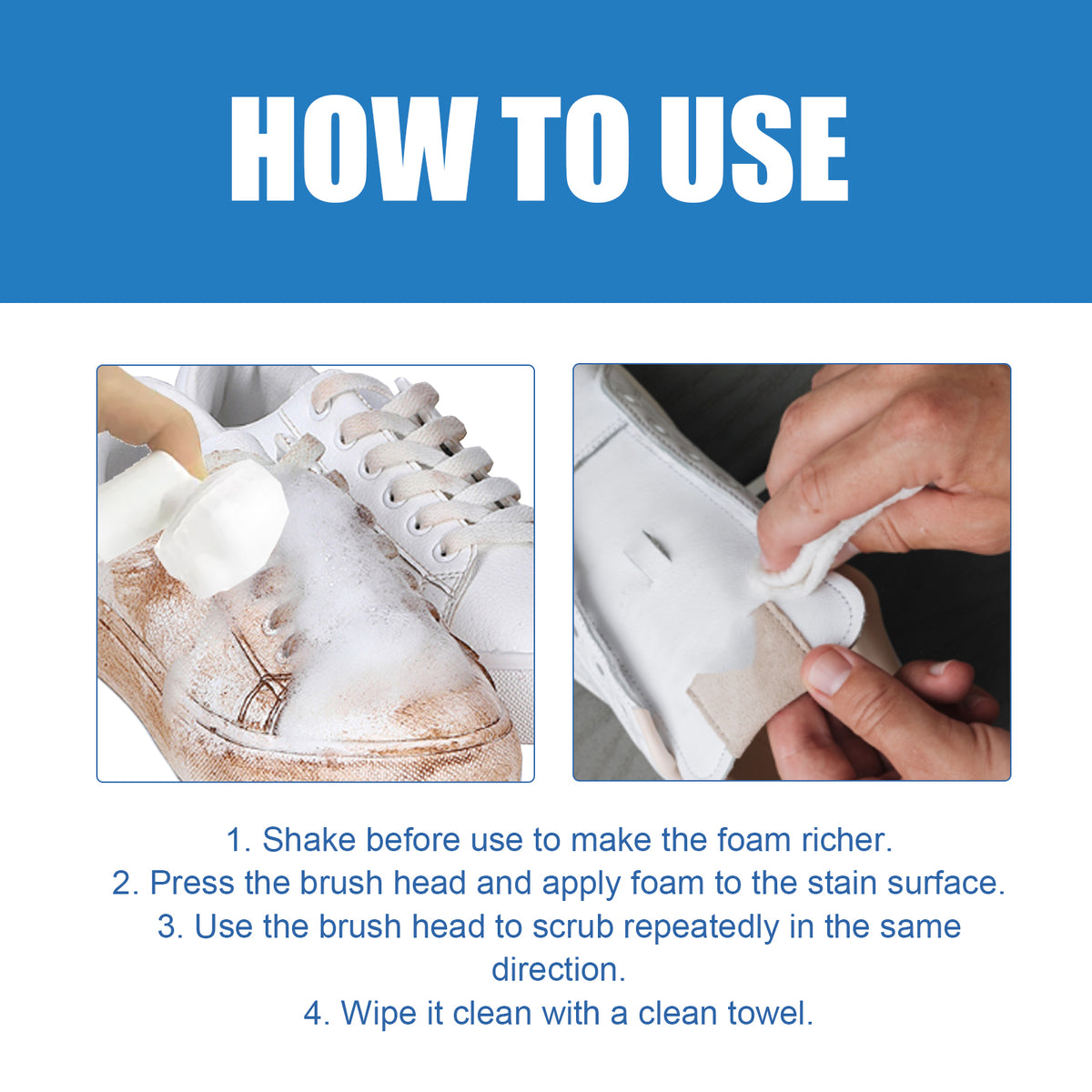 White Sneaker Cleaner Foam for Bright, Fresh Shoes