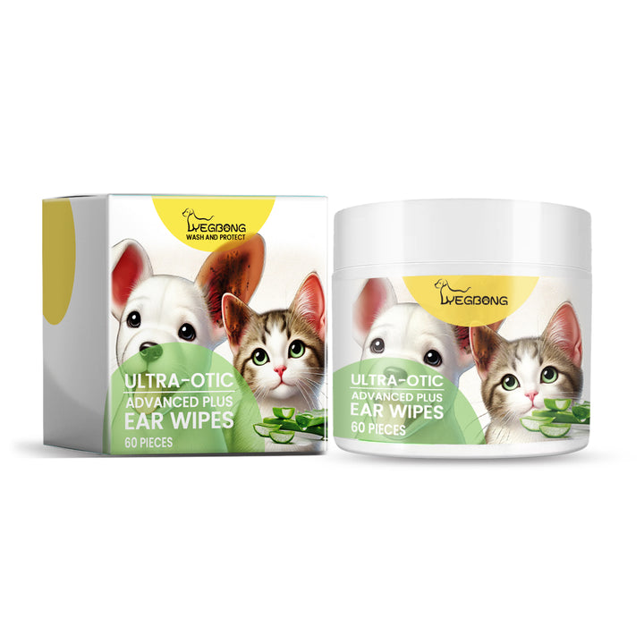 Pet Ear Cleaning Pads for Cats & Dogs, 60-Piece Jar