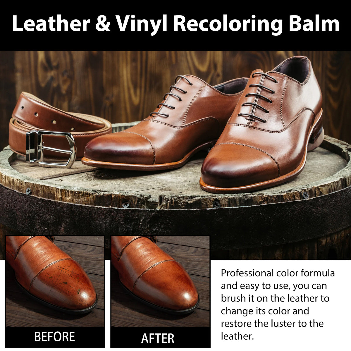 Leather Recoloring Balm for Faded Black Surfaces