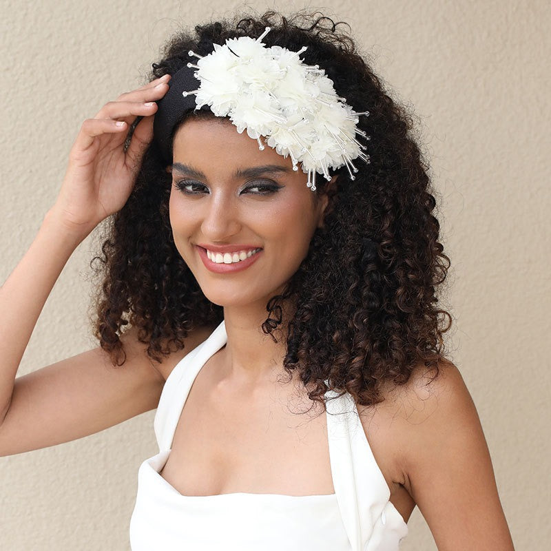 Floral Hair Hoop With Crystal Bead Statement Sparkle
