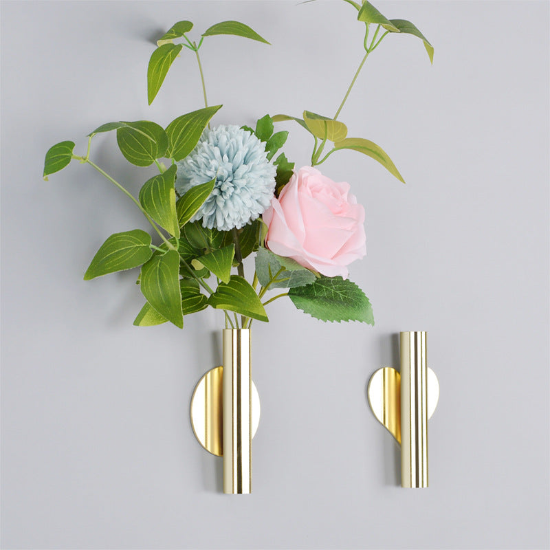Punch-Free Gold Wall Vase for Living Room Decor