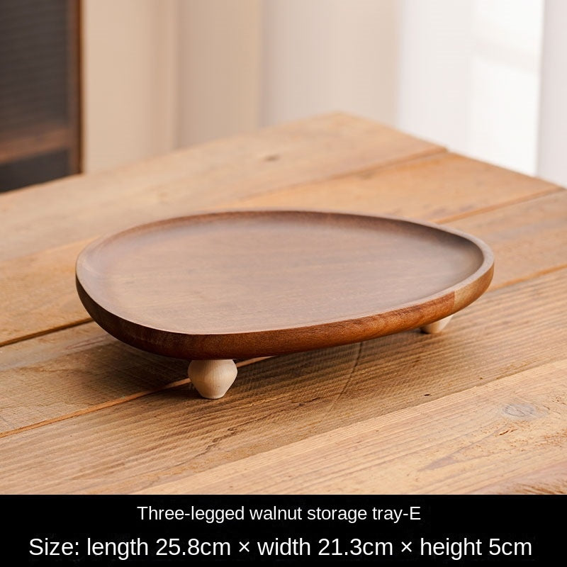 Walnut Wood Tray with Legs - Rustic Fruit & Snack Plate