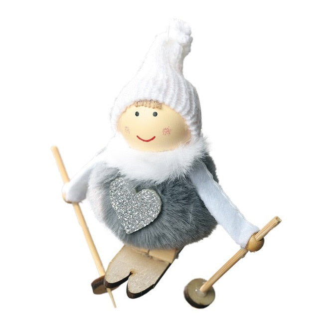 Christmas Angel Ski Plush Ornament for Cozy Holiday Décor