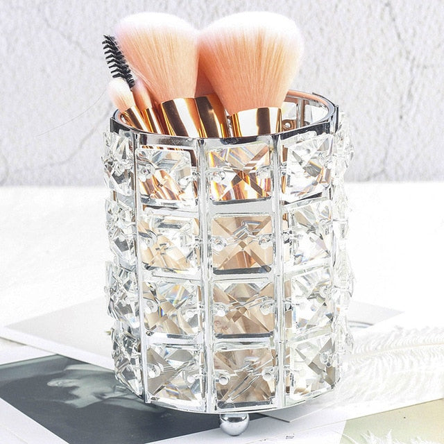 Crystal Makeup Brush Holder Upright Vanity Organizer