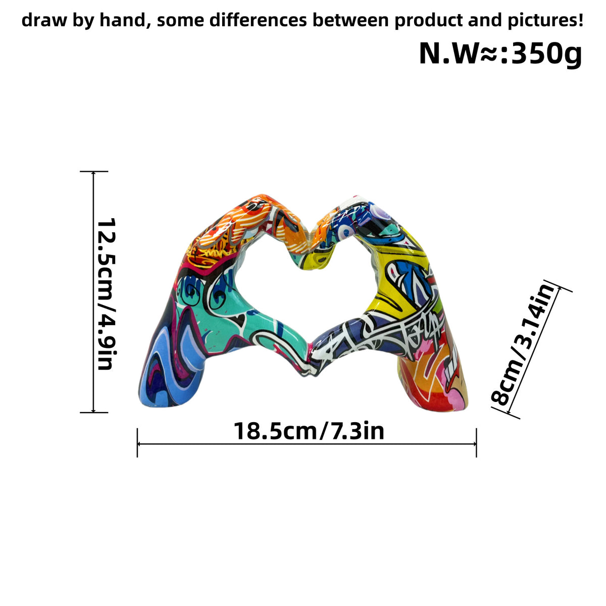 Graffiti Heart Sculpture for Colorful Room Decor Accent