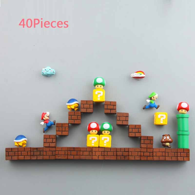Super Mario Fridge Magnets: 8-Piece 3D Resin Decor Set