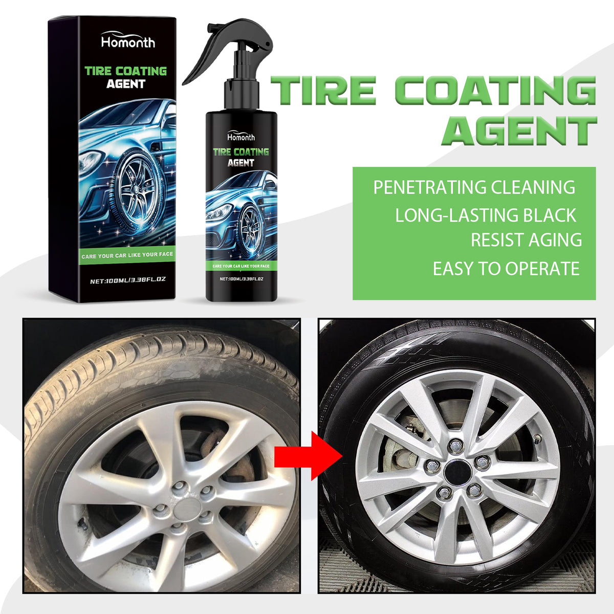 Tire Coating Agent for Darker, Cleaner-Looking Tires
