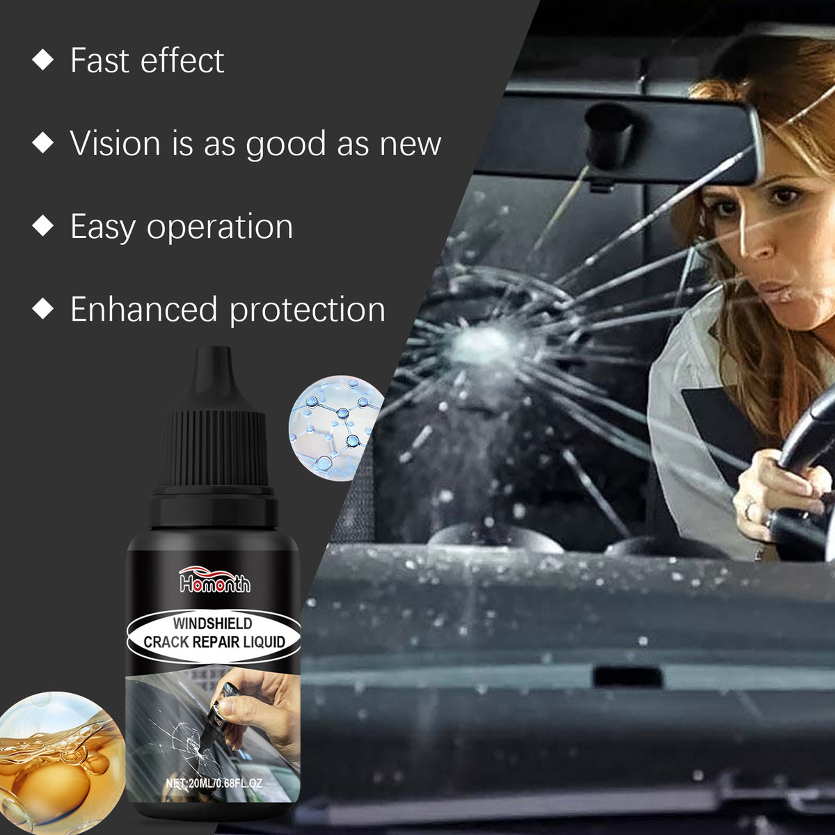 Windshield Crack Repair Kit for Minor Glass Damage