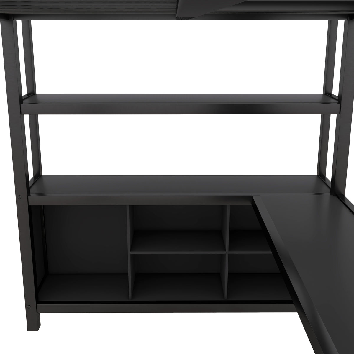 Full-Size Metal Loft Bed with Desk, Wardrobe & Storage