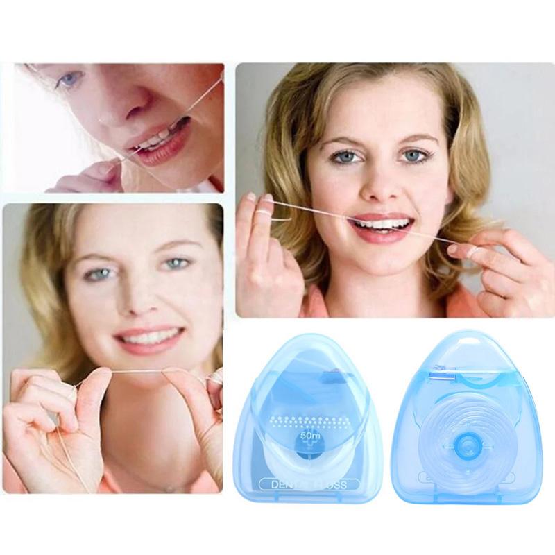 Dental Floss with Built‑In Cutter — Portable 50m Egg‑Shaped