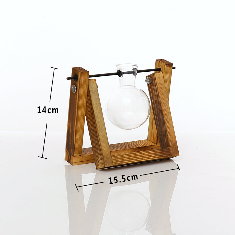 Wooden Desktop Propagation Vase with Glass Bulbs Set