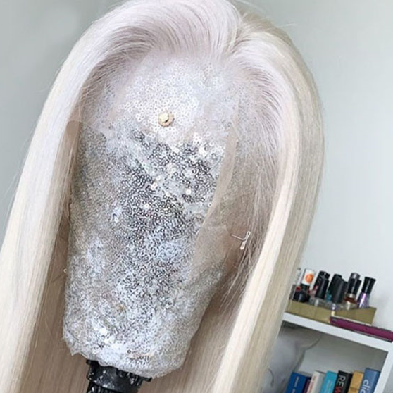 Long Straight Synthetic Wig – Platinum Blonde Hairpiece