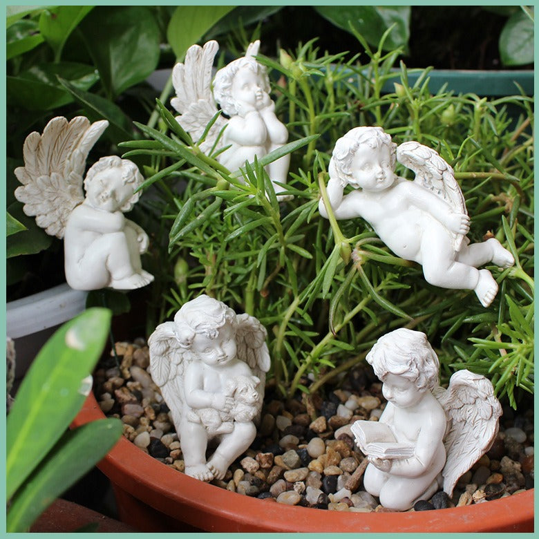 Fairy Garden Angel Figurines Set of 5 Resin Cherubs