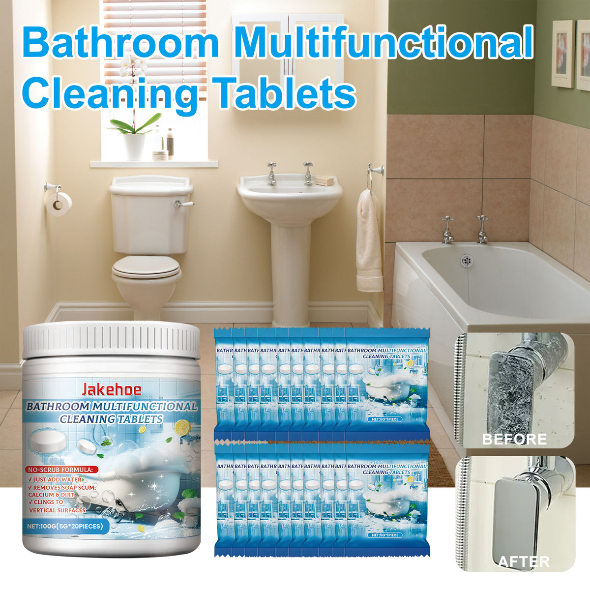 Bathroom Cleaning Tablets for No-Scrub Surface Shine