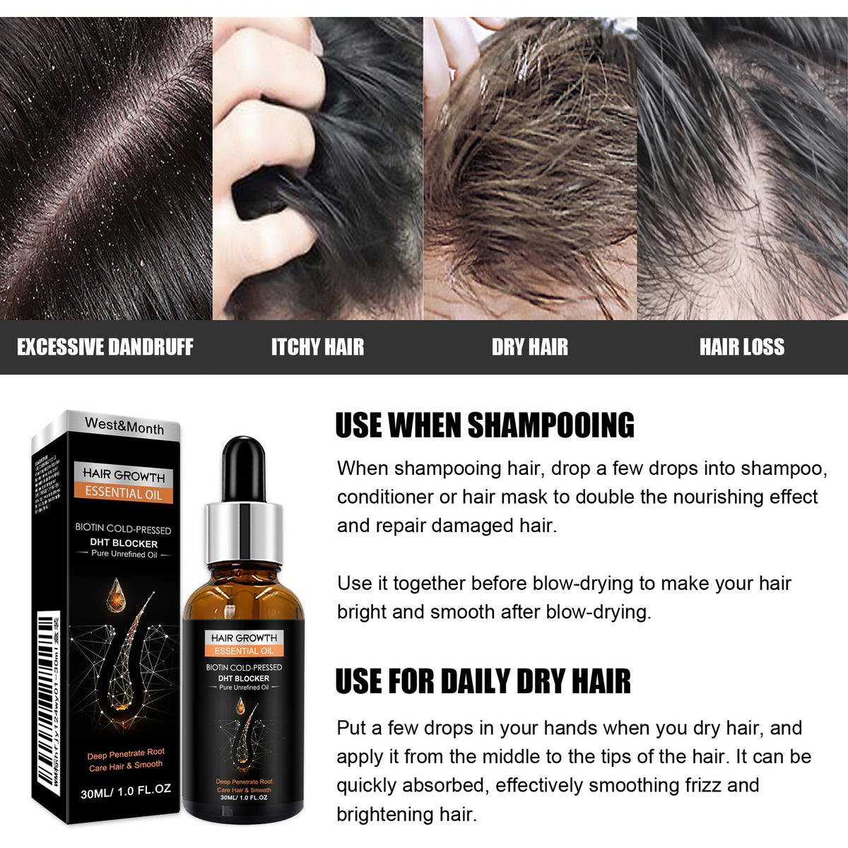 Biotin Hair Growth Oil for Dry Hair and Scalp Care