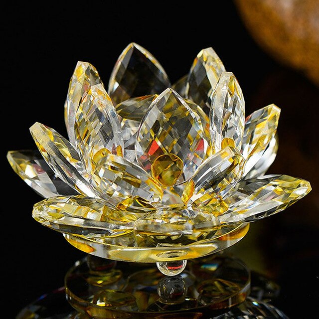 Crystal Lotus Ornament for Luminous Feng Shui Decor