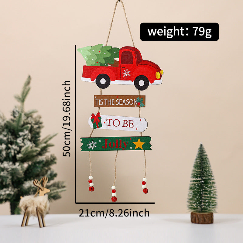 Wooden Christmas Hanging Sign - Rustic Holiday Wall Decor