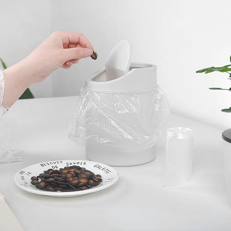 Press-to-Open Desktop Trash Can with Lid for Clutter